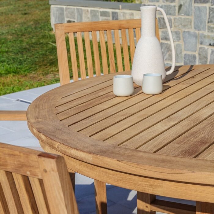 Round Teak Dining Table - Rec - Image 5