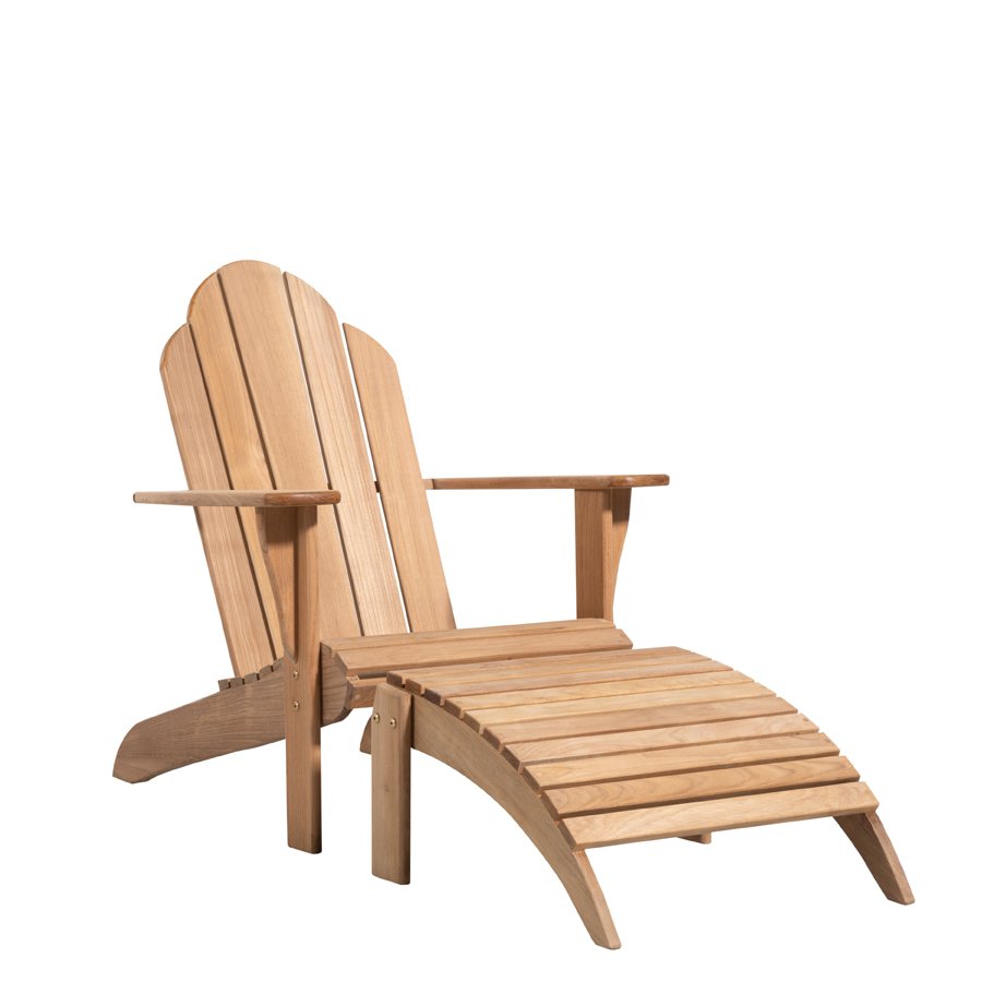 TEAK ADIRONDACK CHAIR WITH FOOTSTOOL